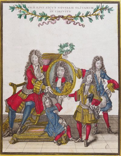 The French Royal Family Holding a Portrait of Louis XIV by Nicolas Arnoult